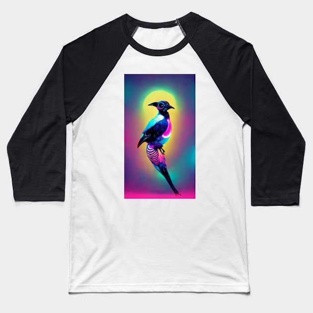 Psychedelic Bird Design Baseball T-Shirt by RichieDuprey